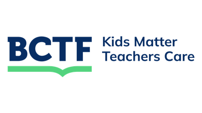 BCTF logo, Kids Matter Teachers Care